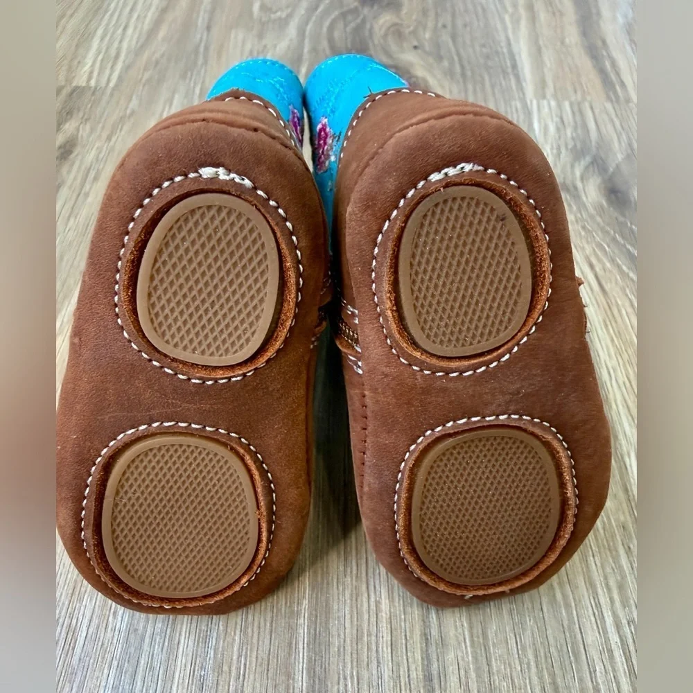Cowpokes Little Cowpokes Square Toe Baby Western Boots Turquoise Brown Size 1